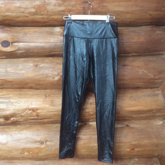 BOOTY GAL NWT Black Faux Leather Leggings High Waist Pants Tights Size Medium - Picture 1 of 5